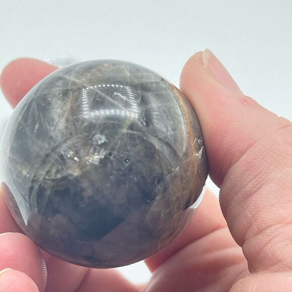 Black moonstone sphere flashy 1.76” small round crystal meditation - Picture 1 of 10
